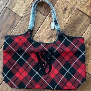 Victoria's Secret Red and Black Plaid Tote